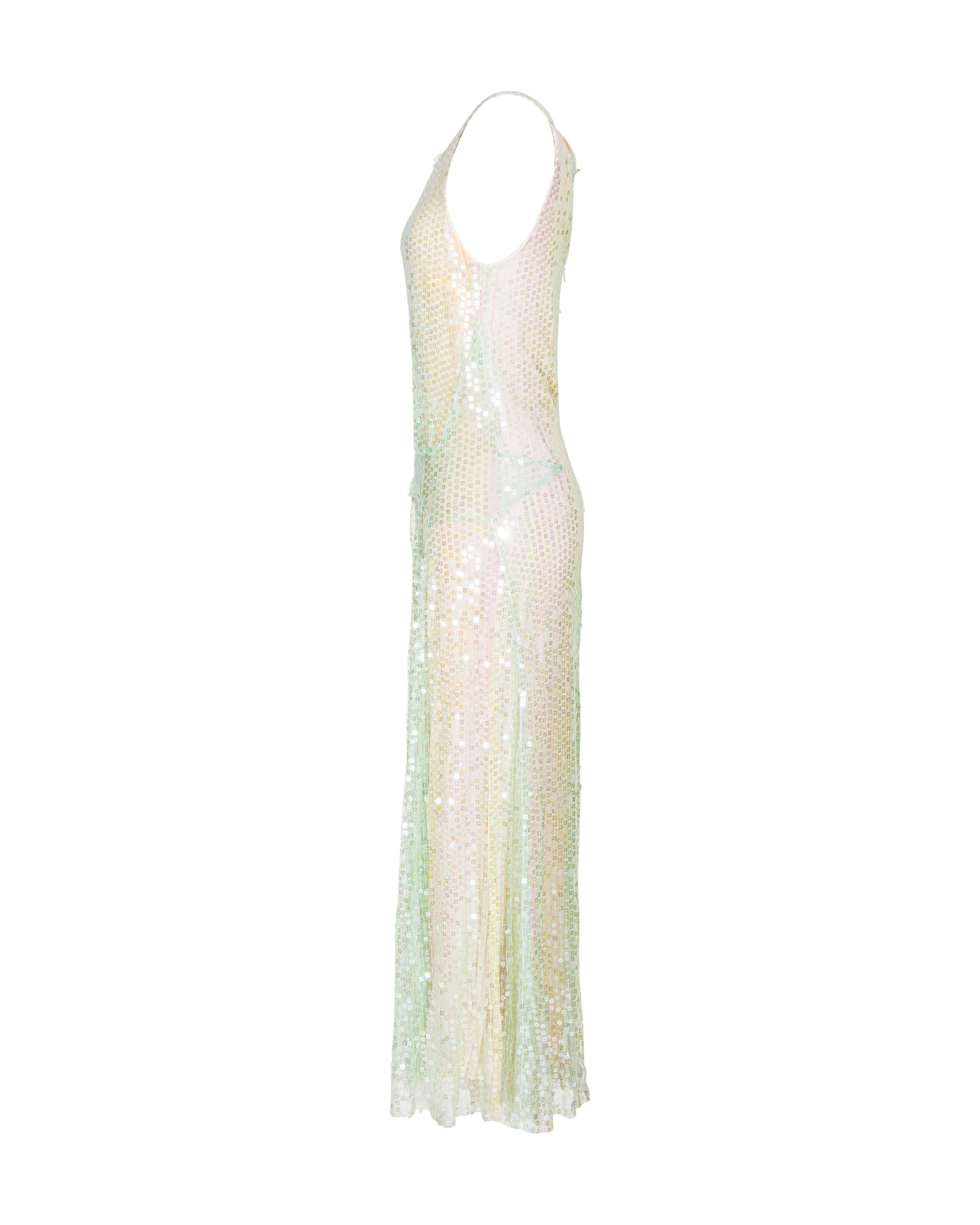 Women's Cruise 2000 Chanel by Karl Lagerfeld Multicolor Sequin Slip Midi Dress