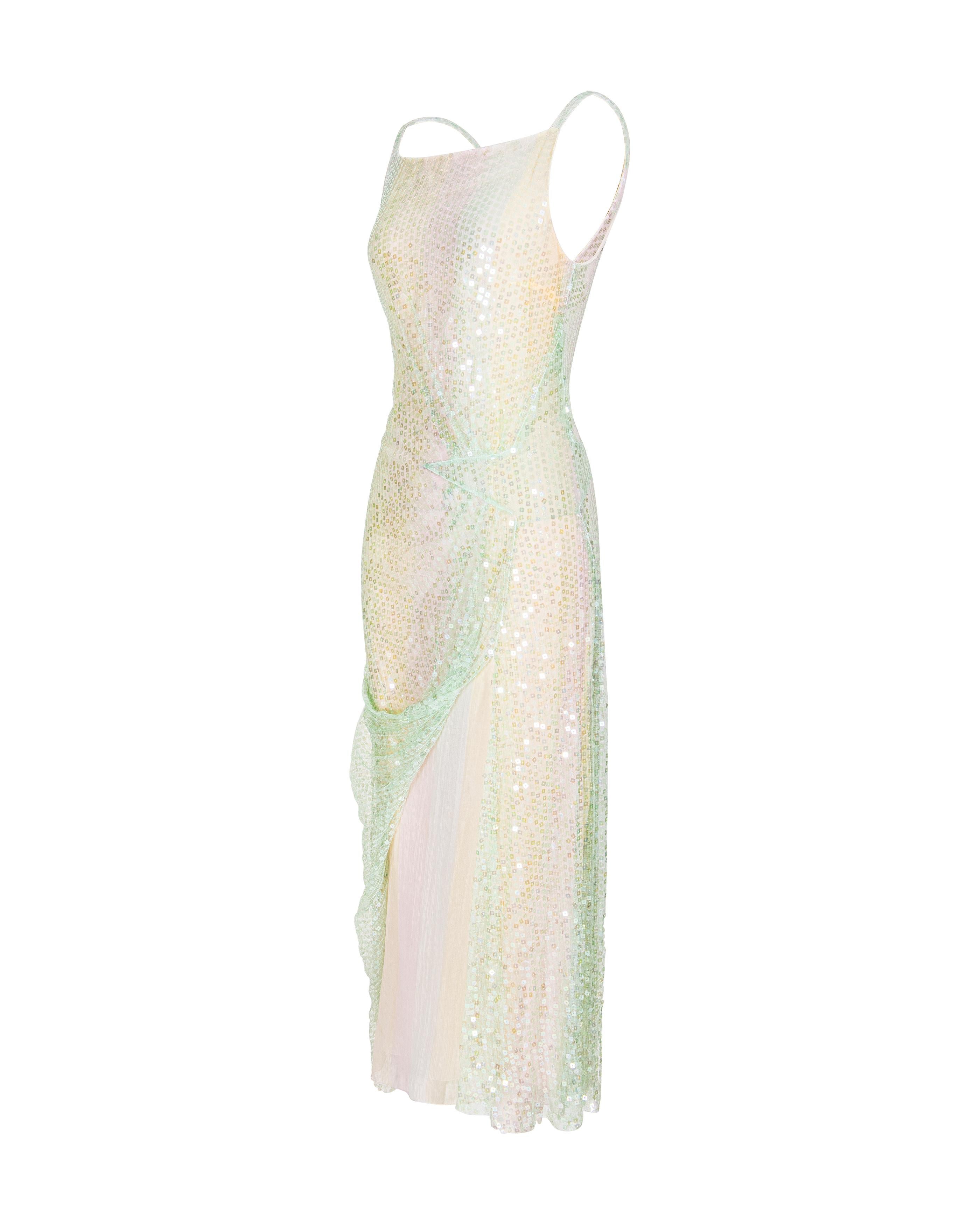 Cruise 2000 Chanel by Karl Lagerfeld Multicolor Sequin Slip Midi Dress 5