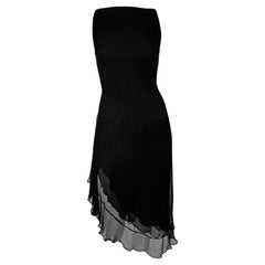 Cruise 2000 Gucci by Tom Ford Black Ruffle Crepe Silk Chiffon Sleeveless Dress