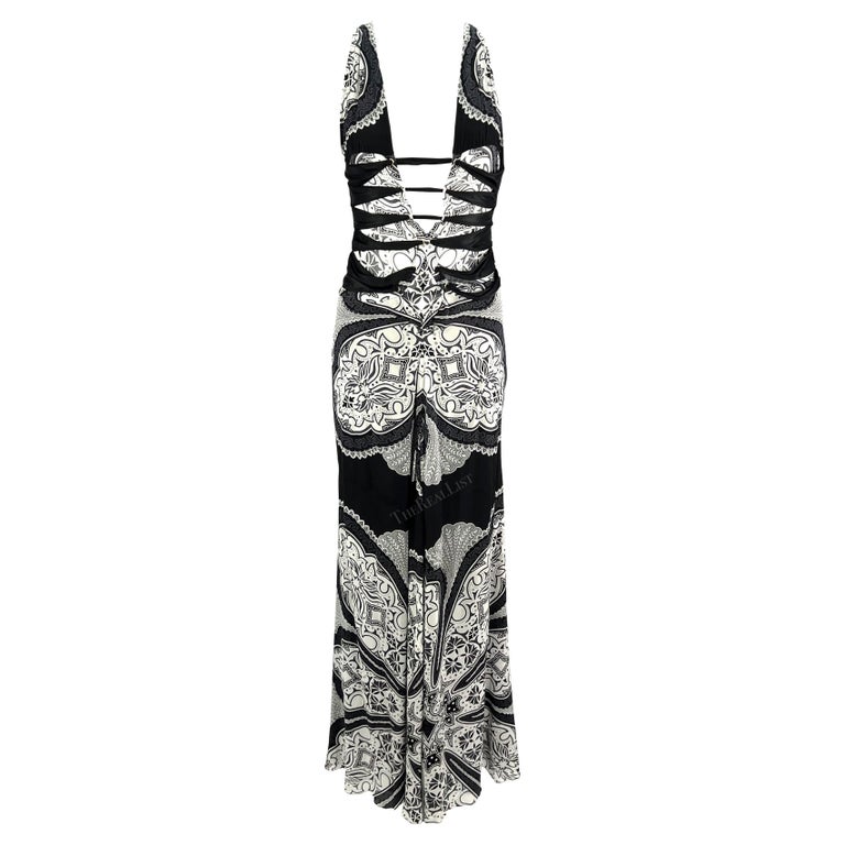 Cruise 2004 Gucci by Tom Ford Black White Paisley Silk Sheer Bandana Print  Gown For Sale at 1stDibs