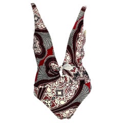 Retro Cruise 2004 Gucci by Tom Ford Red Bandana Print One Piece Swimsuit