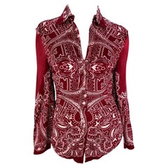 Cruise 2004 Gucci by Tom Ford Red Paisley Button Down Top