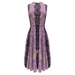 Cruise 2016 GUCCI PLEATED PURPLE and BLACK LACE DRESS Size S