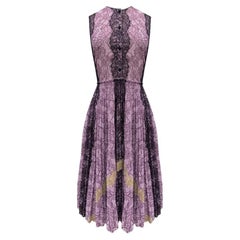 Cruise 2016 GUCCI PLEATED PURPLE and BLACK LACE DRESS Size S