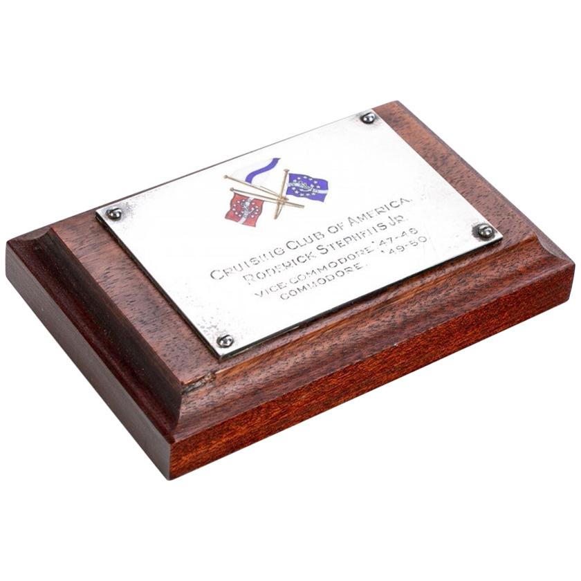 Cruising Club of America Roderick Stephens Jr. Silver and Enamel Plaque