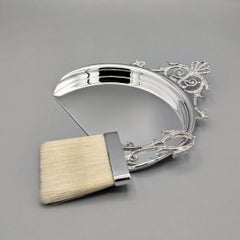 Crumb tray with brush, made of solid 800 silver, with handles