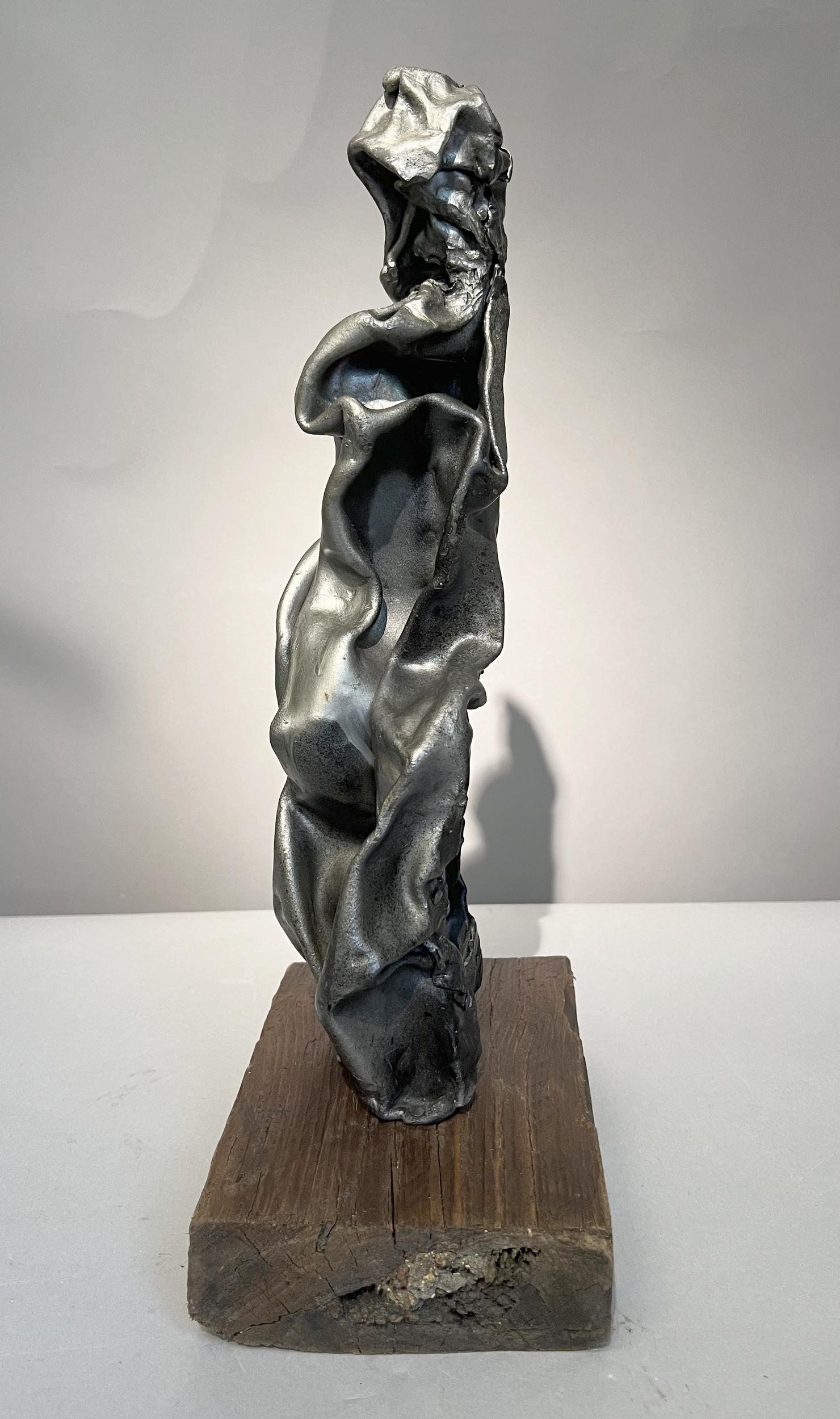 French Crumpled lead, sculpture by Paul Ackerman, Paris, France, circa 1970 For Sale