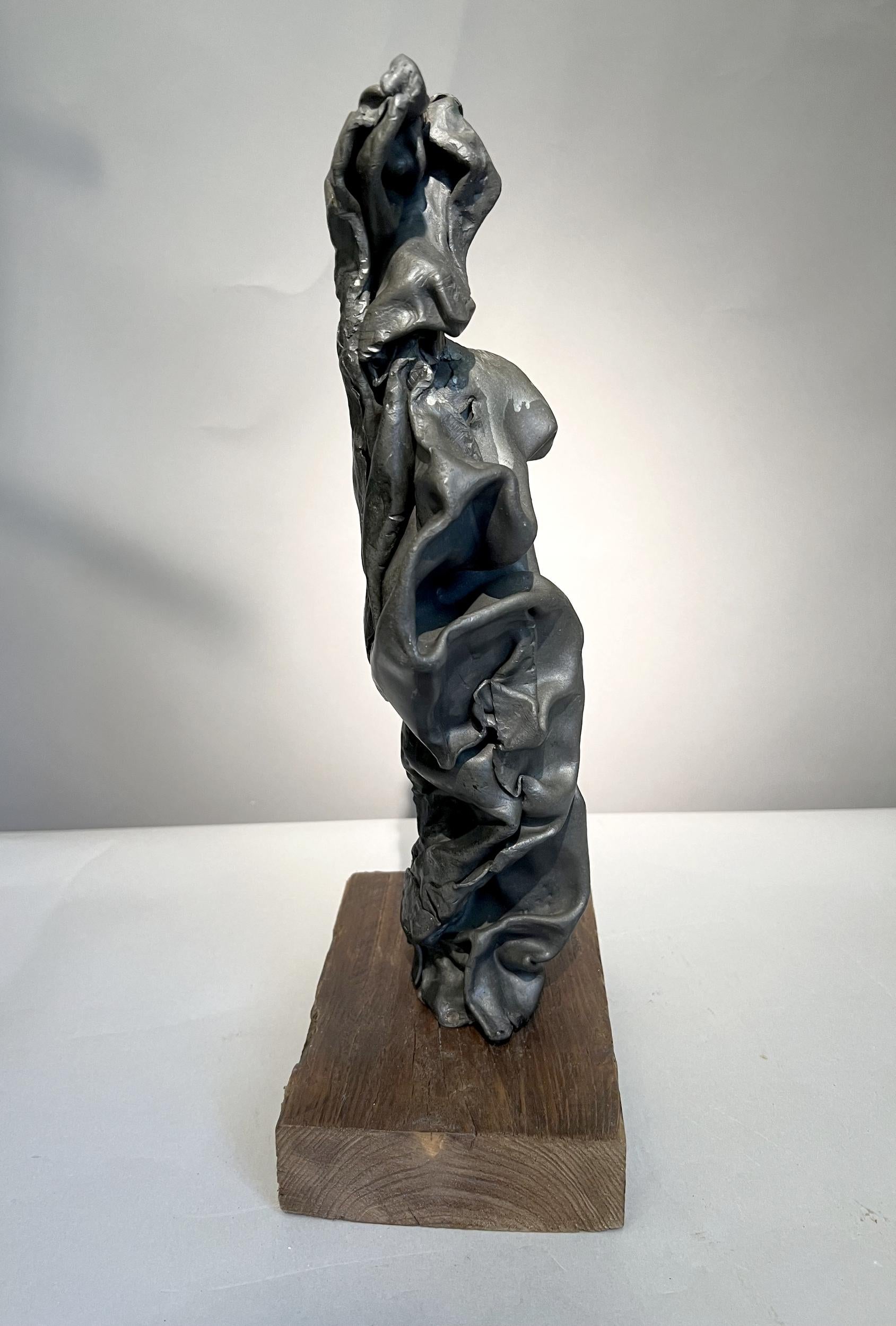 Late 20th Century Crumpled lead, sculpture by Paul Ackerman, Paris, France, circa 1970 For Sale