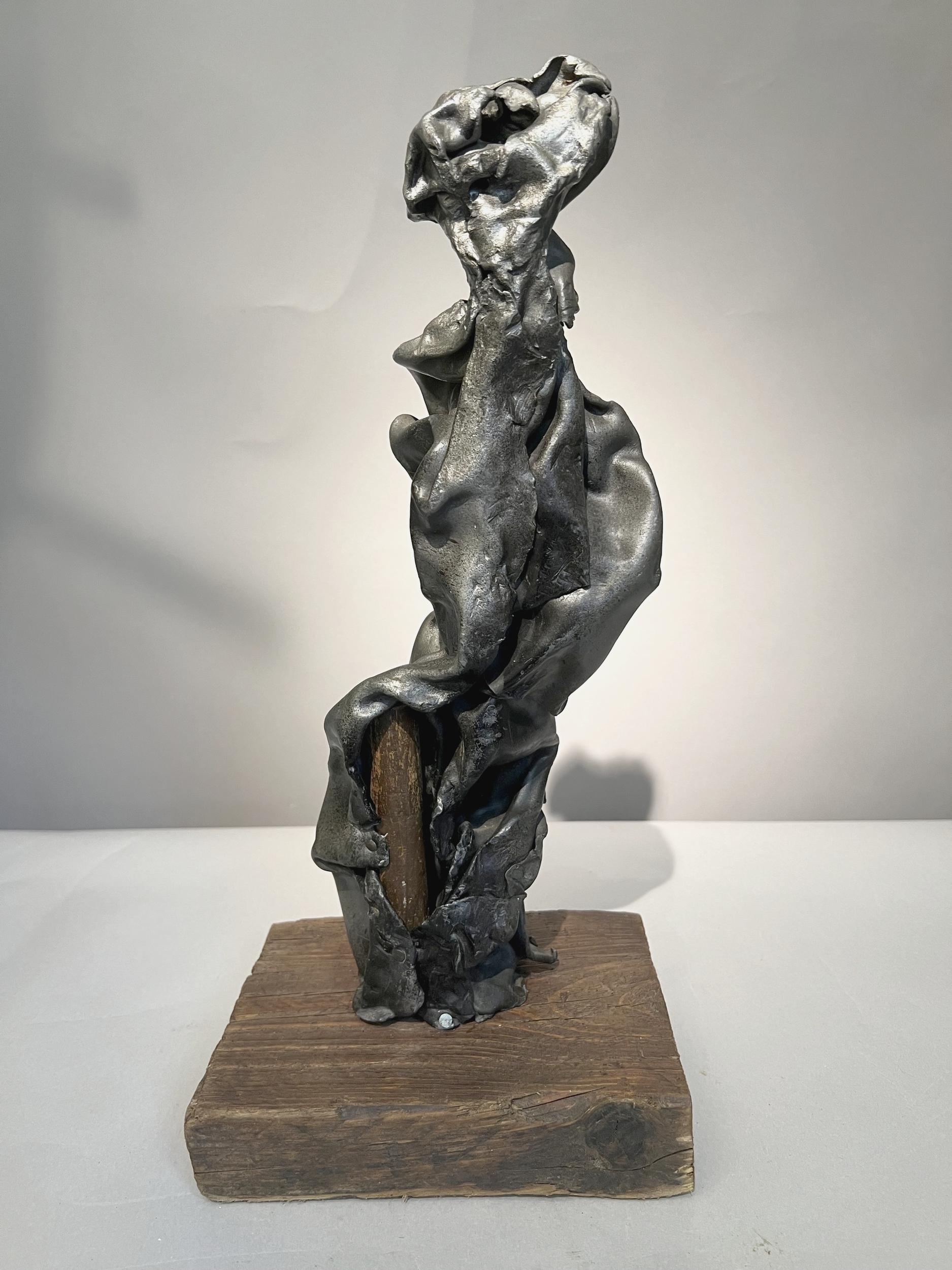 Lead Crumpled lead, sculpture by Paul Ackerman, Paris, France, circa 1970 For Sale