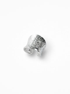 Crumpled Plate Sculpted Ring in Rhodium Plated 925 Sterling Silver by O Sh