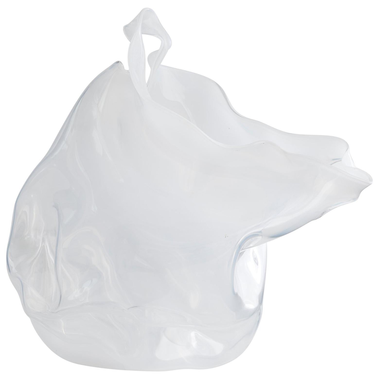 Crumpled Sculptural Vessel in Hand Blown Glass by Jeff Zimmerman