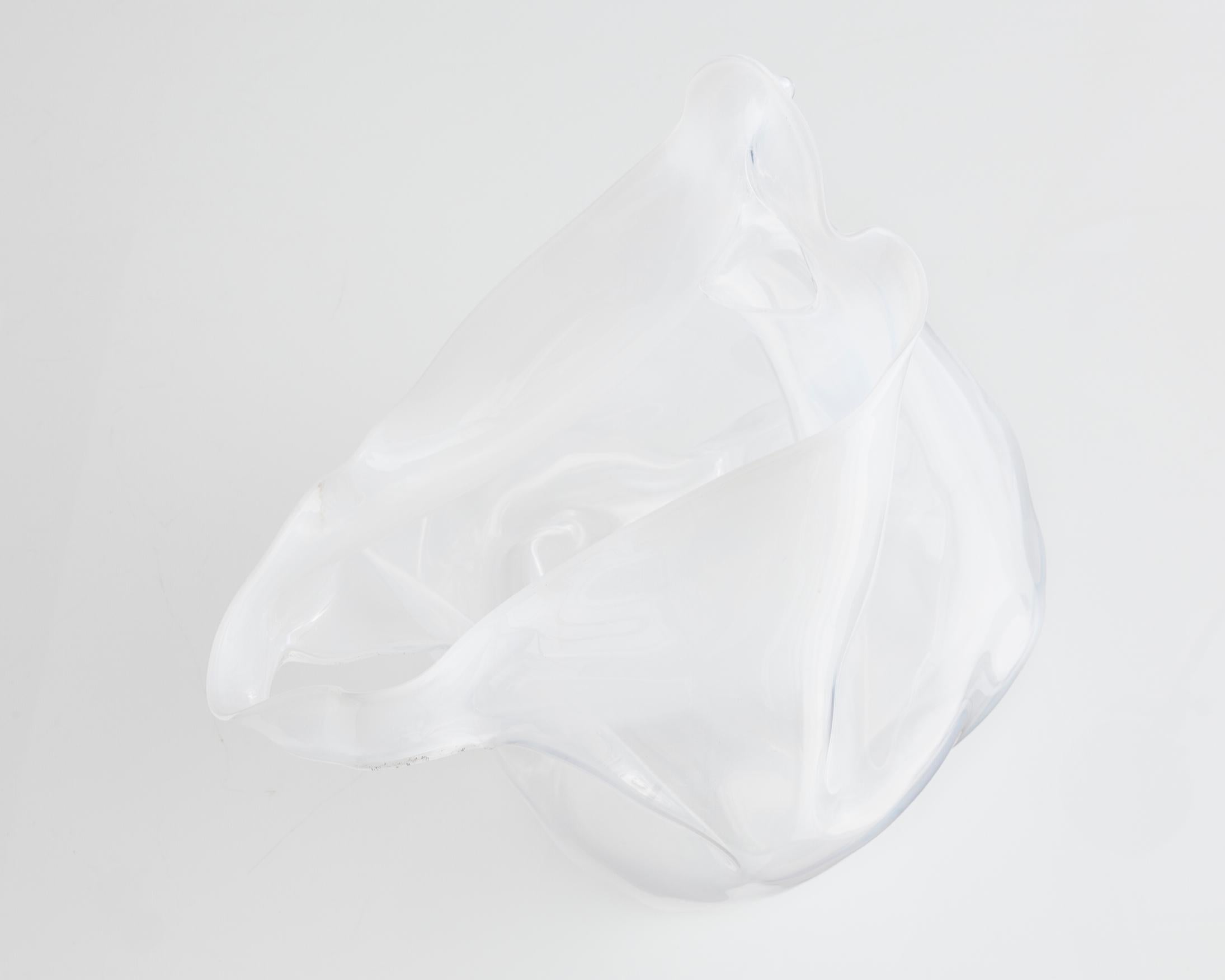 Modern Crumpled Sculptural Vessel in Hand Blown Glass by Jeff Zimmerman