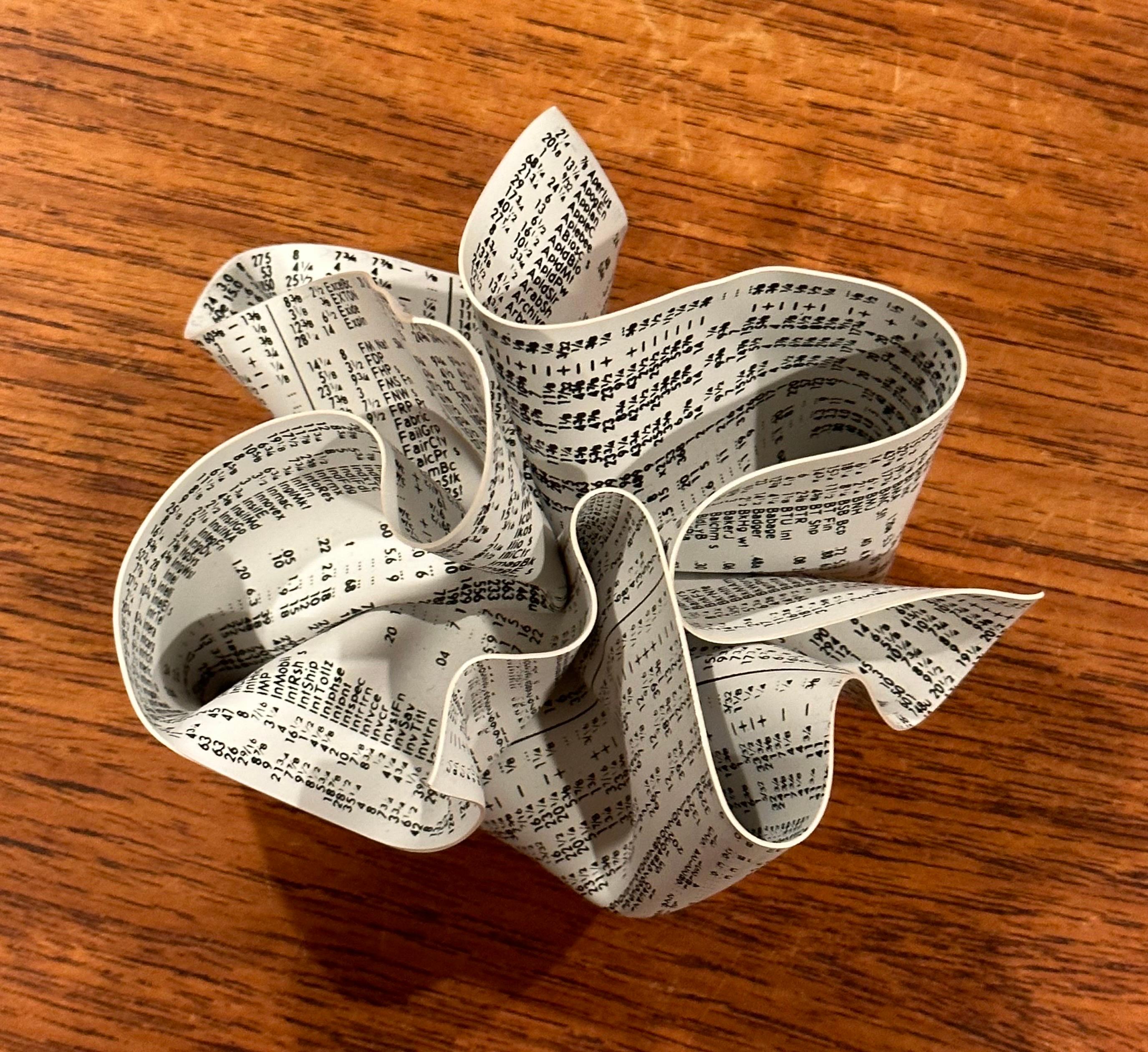 Cast Crumpled WSJ / Newspaper Paperweight by Designer Tibor Kalman for M & Co. / MOMA For Sale