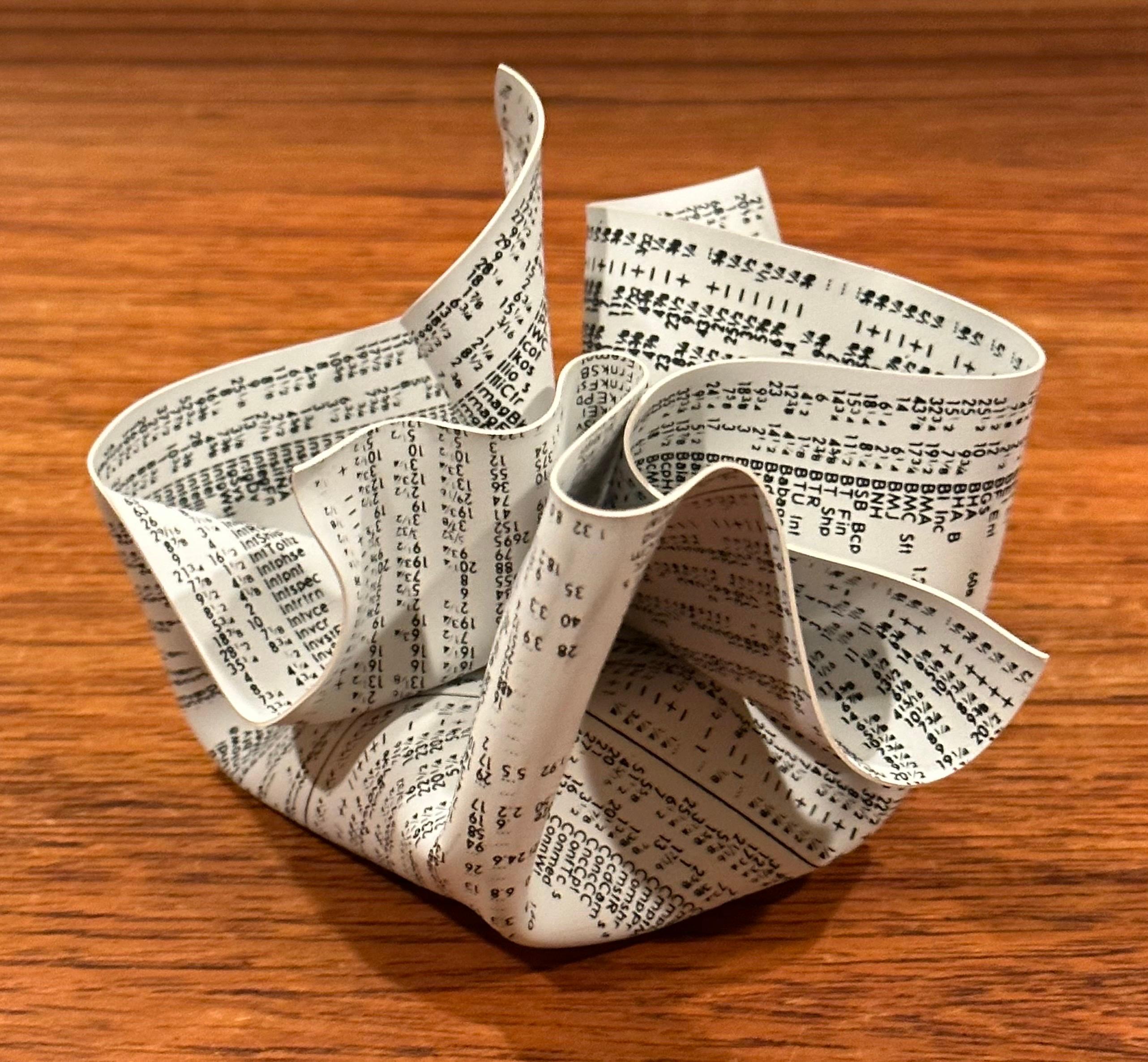 Late 20th Century Crumpled WSJ / Newspaper Paperweight by Designer Tibor Kalman for M & Co. / MOMA For Sale