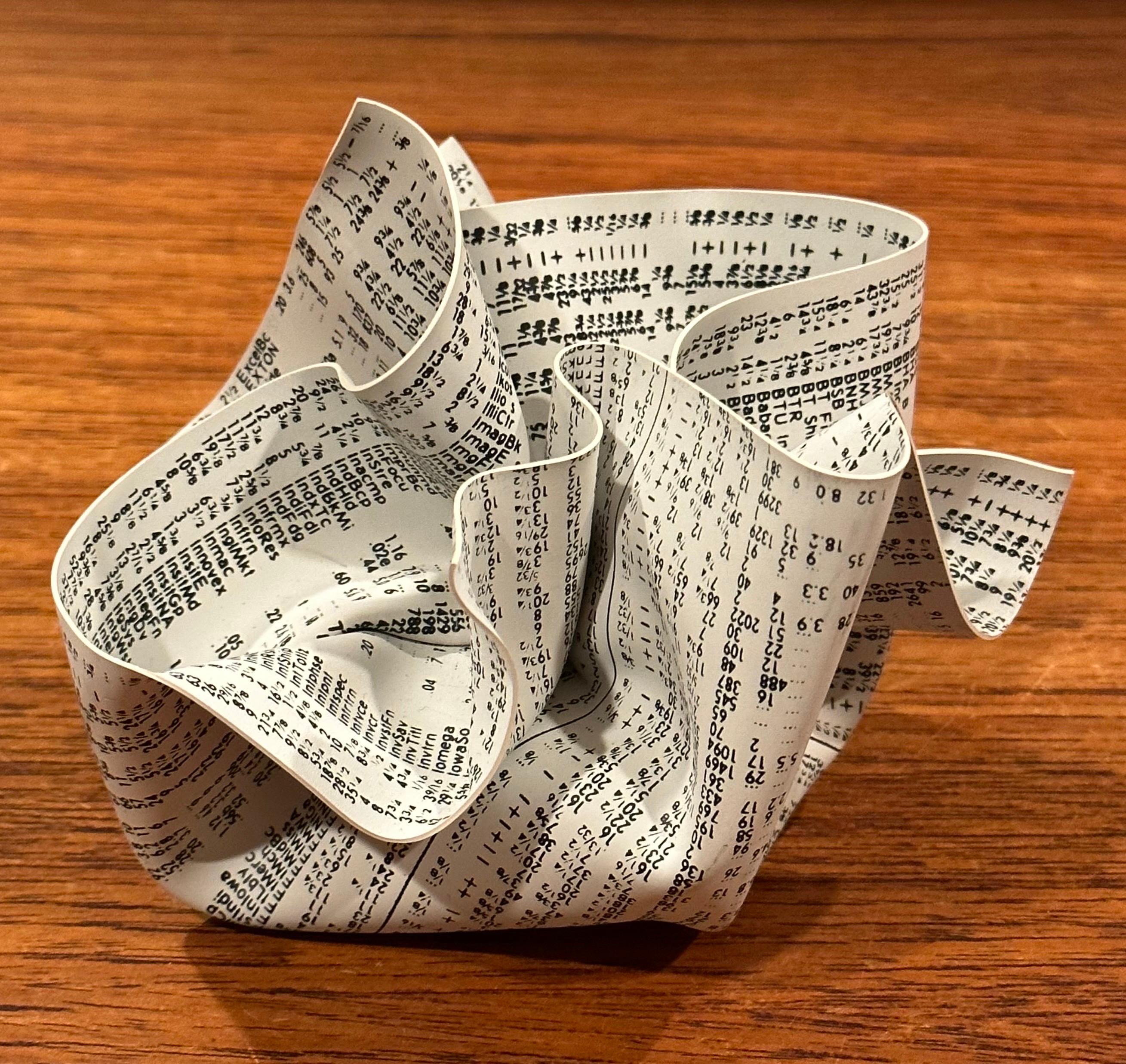 Crumpled WSJ / Newspaper Paperweight by Designer Tibor Kalman for M & Co. / MOMA For Sale 1