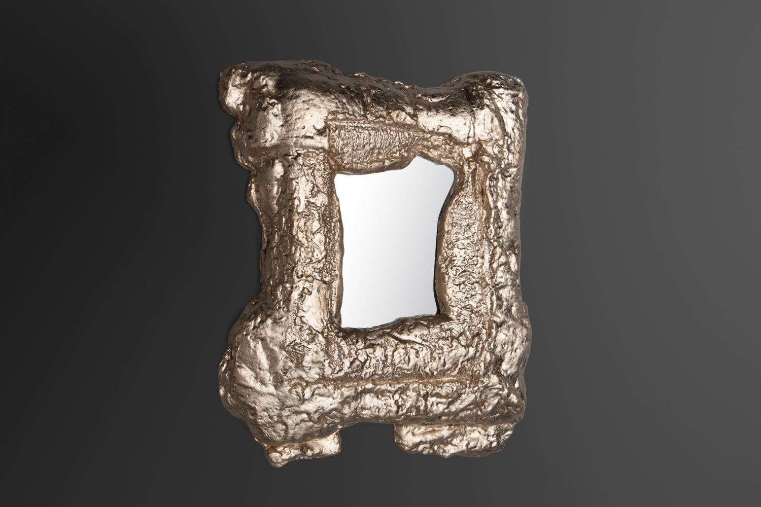 Moon gold gilded cast plaster with a mirror plate.