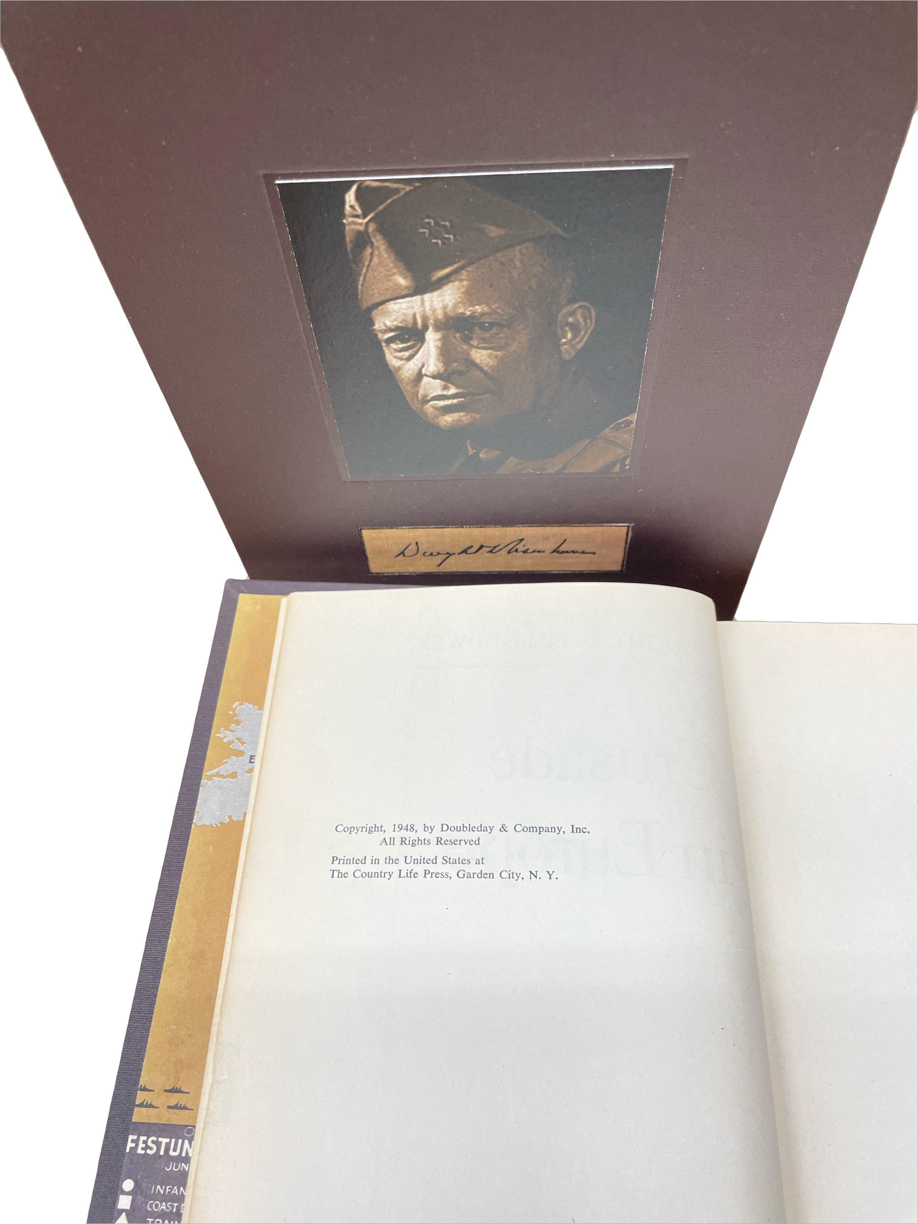 Eisenhower, Dwight D. Crusade in Europe. Garden City: Doubleday & Company, Inc., 1948. First edition. Signed and Inscribed by Eisenhower to Charles Helms on half title page. Octavo, in new quarter leather and cloth binding, with gilt titles and