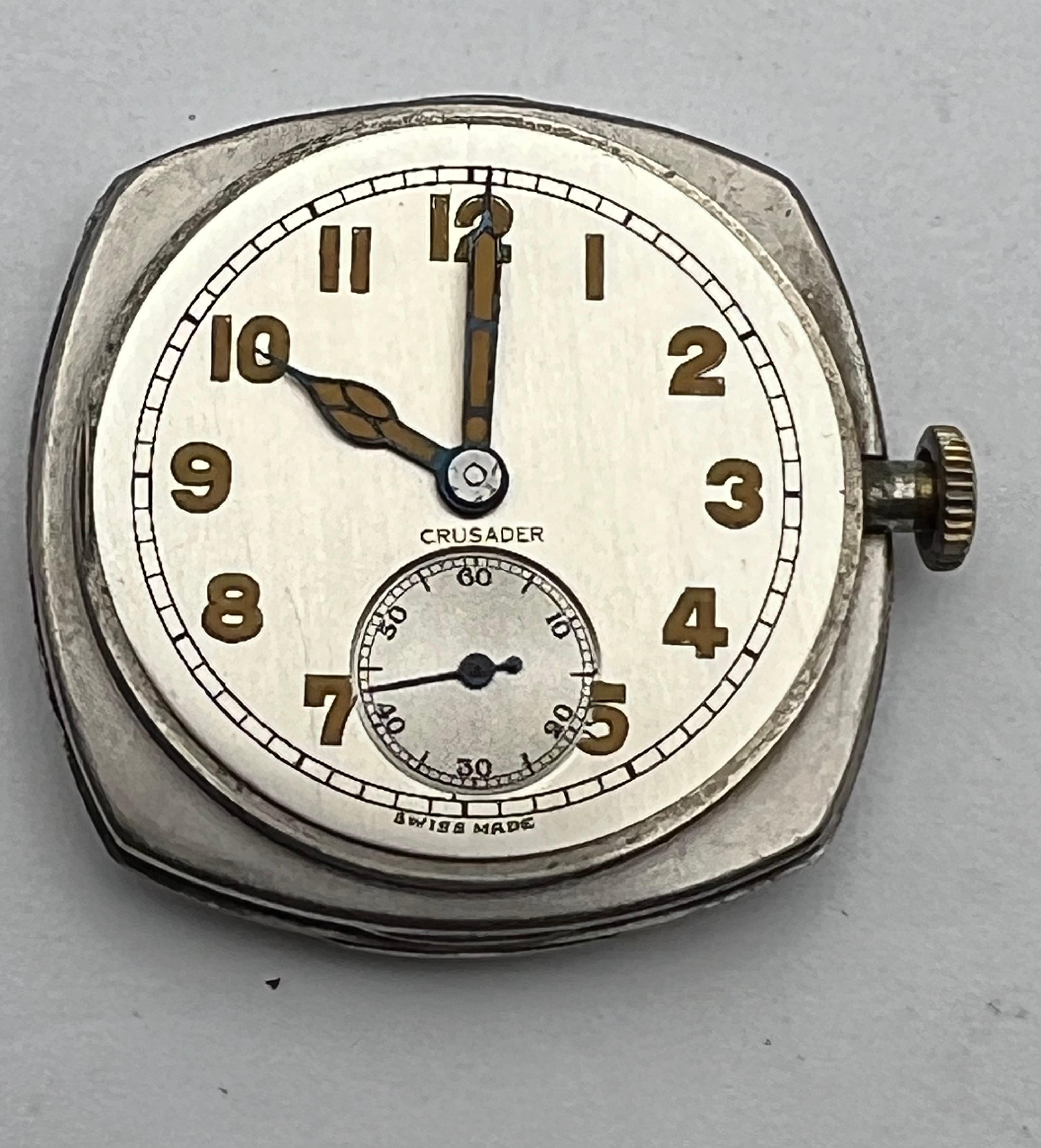 Art Deco Crusader Solid Palladium Trench Watch, 28.5MM