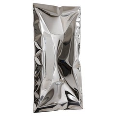 'Crush' inflated metal wall art large, stainless steel