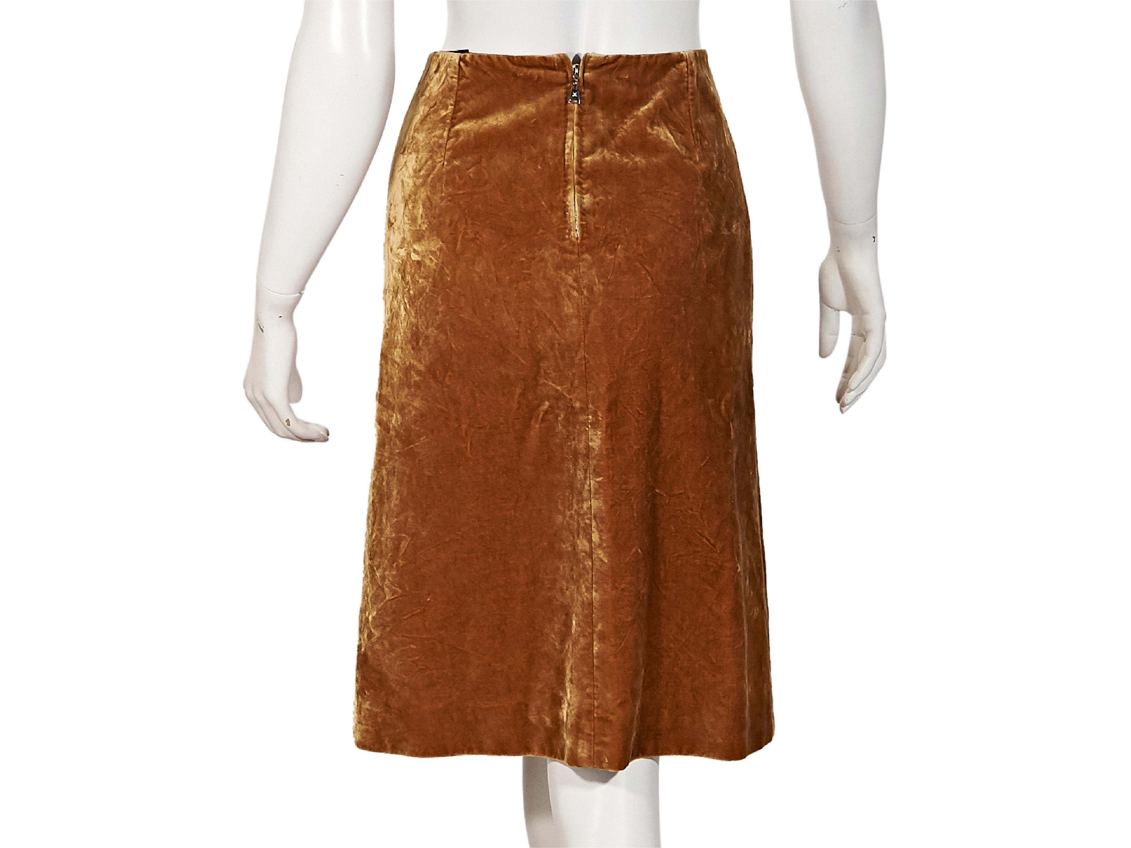 Brown Crushed Gold Louis Vuitton Velvet Skirt