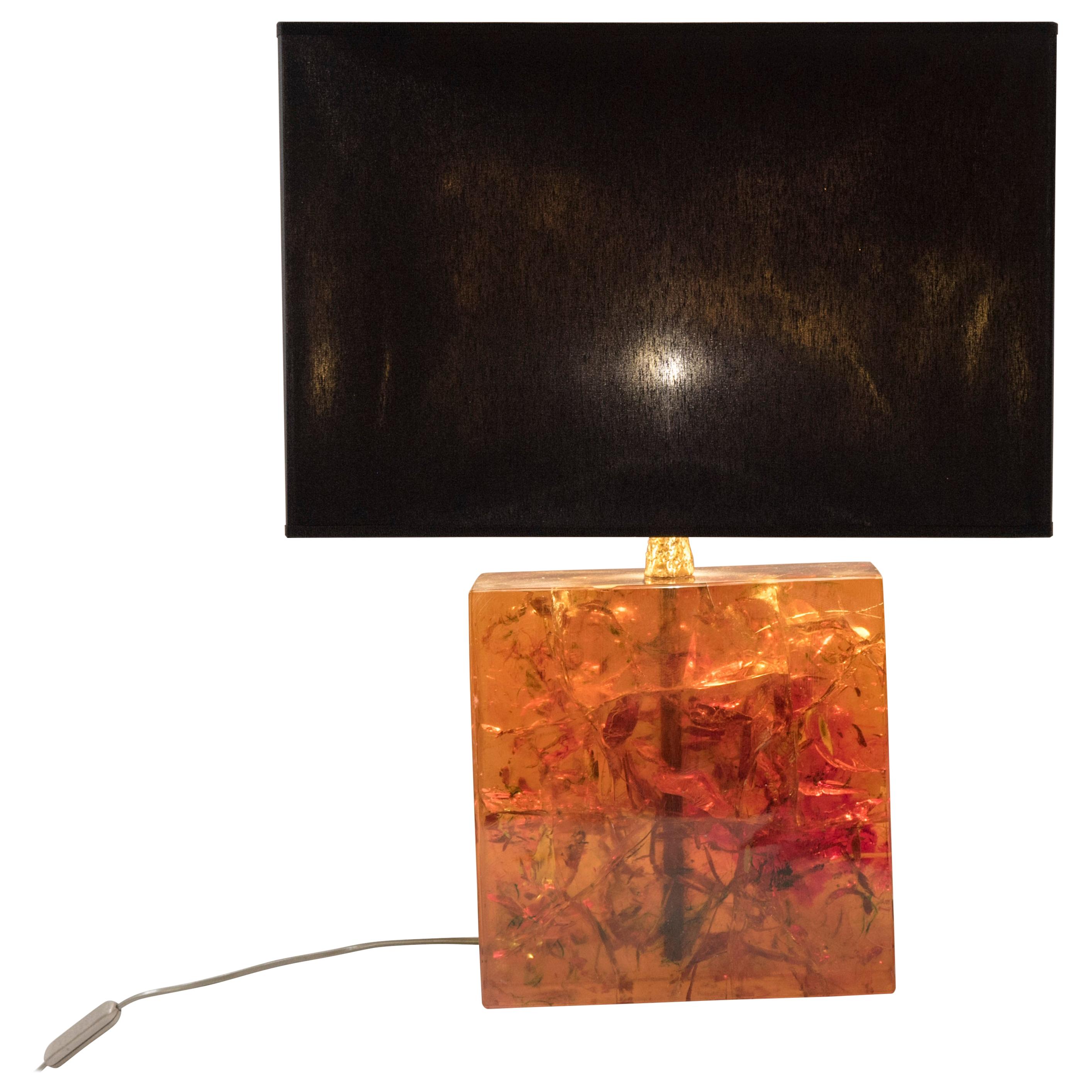 Crushed Ice Resin Lamp by Henri Fernandez For Sale