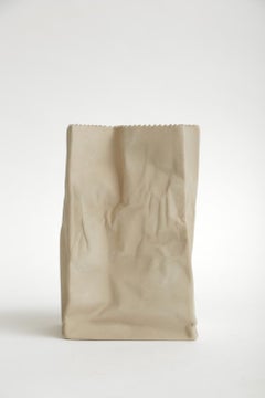 Rosenthal Vintage Crushed Porcelain Brown Paper Bag Sculpture