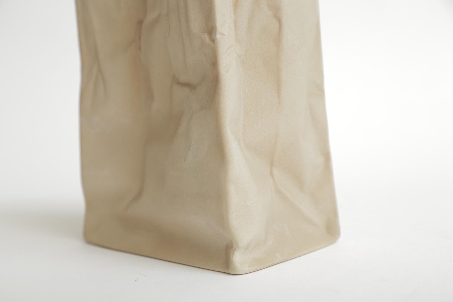 Late 20th Century Rosenthal Vintage Crushed Porcelain Brown Paper Bag Sculpture