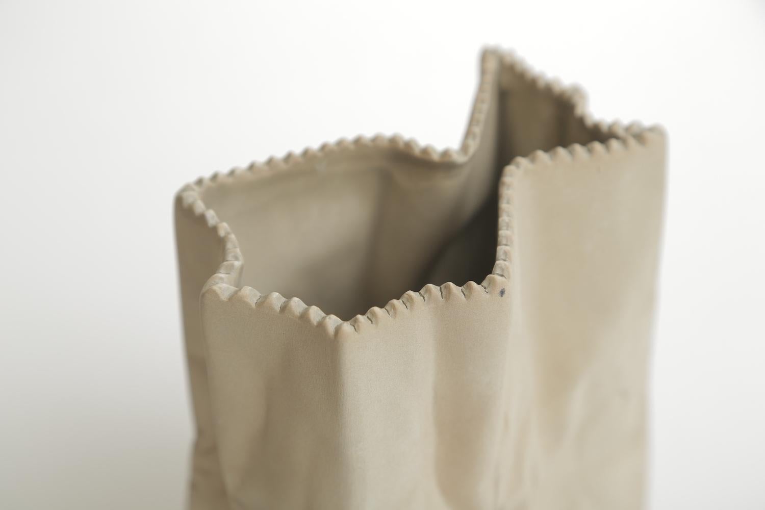 Rosenthal Vintage Crushed Porcelain Brown Paper Bag Sculpture 2