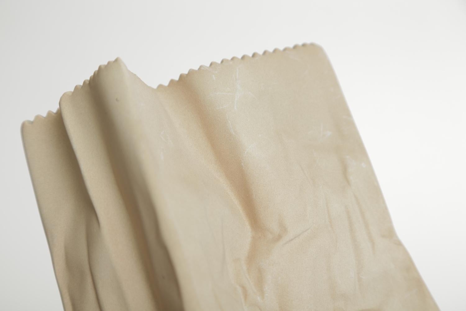 Rosenthal Vintage Crushed Porcelain Brown Paper Bag Sculpture 3
