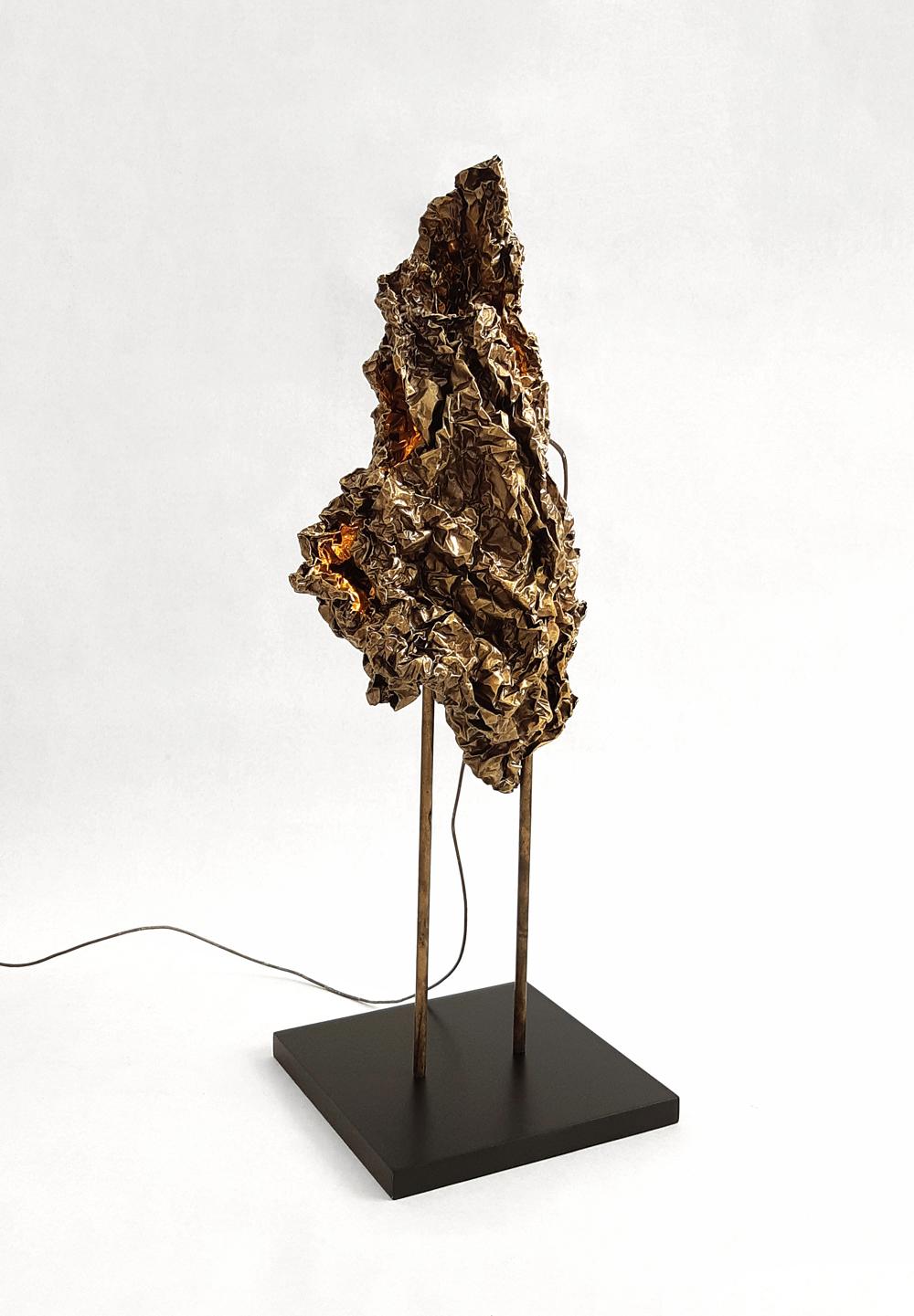 Crushed Sculptural Lamp, Isac Elam Kaid In New Condition In Geneve, CH