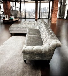 Canapé sectionnel en L en velours écrasé