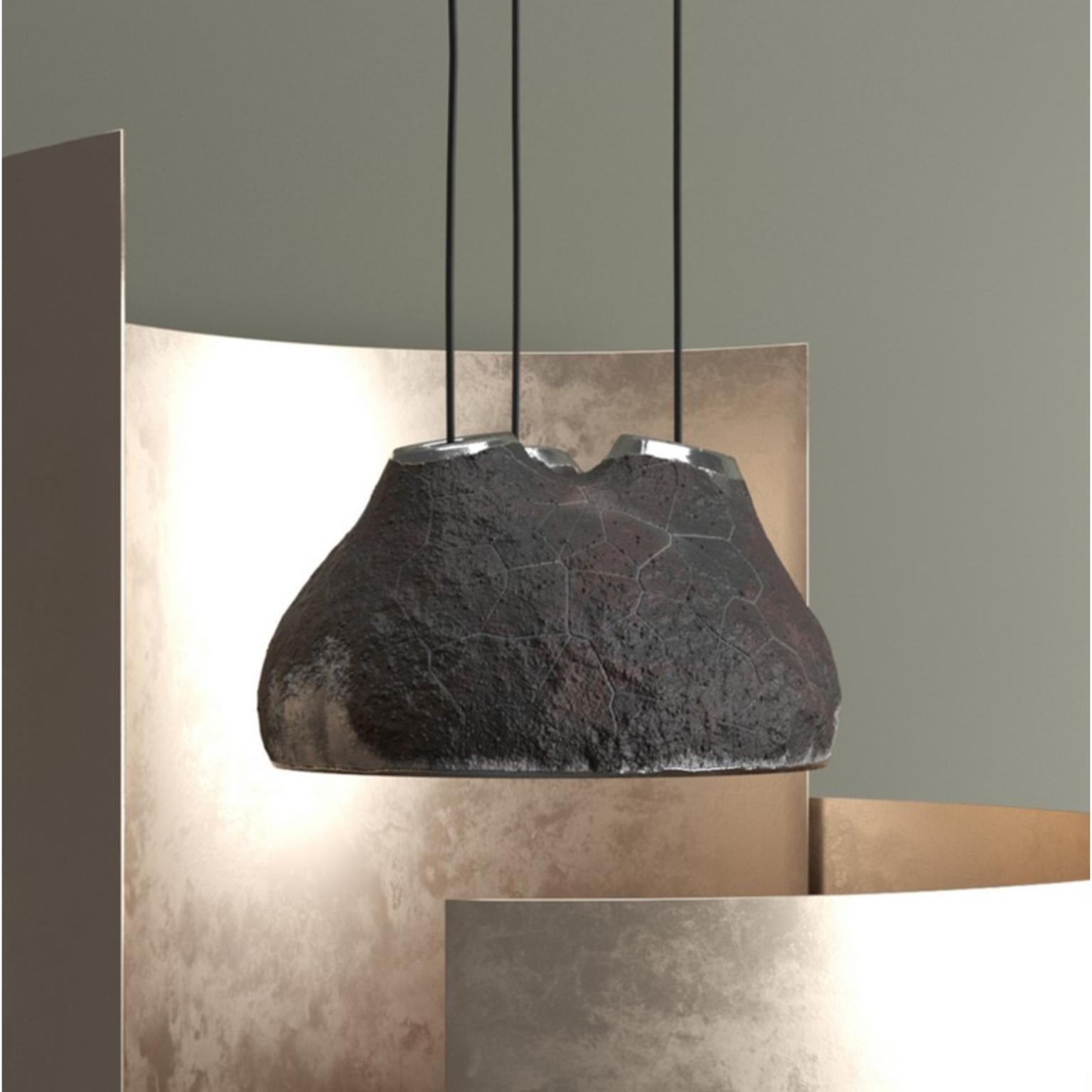 Crust Flattened Pendant Lamp by Makhno In New Condition For Sale In Geneve, CH