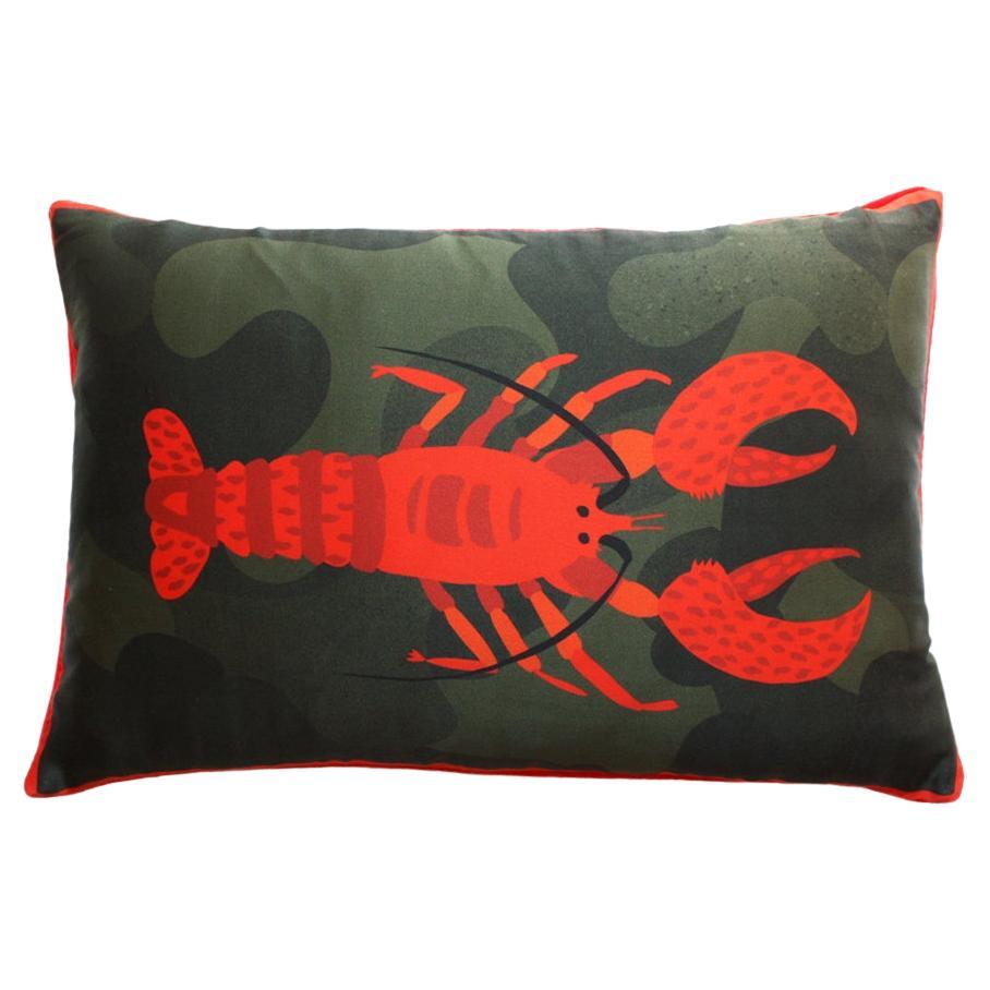 CRUST lobster green and red Silk Decorative Pillow