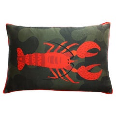 CRUST lobster green and red Silk Decorative Pillow