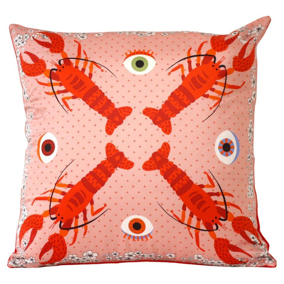 Cuscino decorativo in seta rosa CRUST lobster