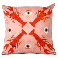 CRUST langosta Almohada decorativa de seda rosa