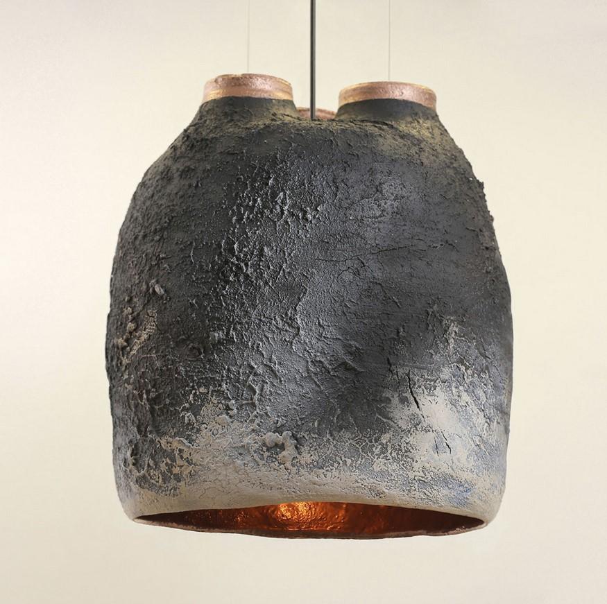 Crust thick pendant lamp by Makhno
Dimensions: D 42.5 x H 46.5cm 
Materials: Ceramics

The three Crust brothers crack in art. The unique perennial burning technique gives birth to deep textured authors cracks. You never know how nature will