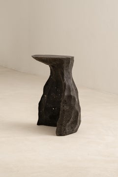 Irregular Sculptural Black Volcanic Stone Side Table by Andres Monnier