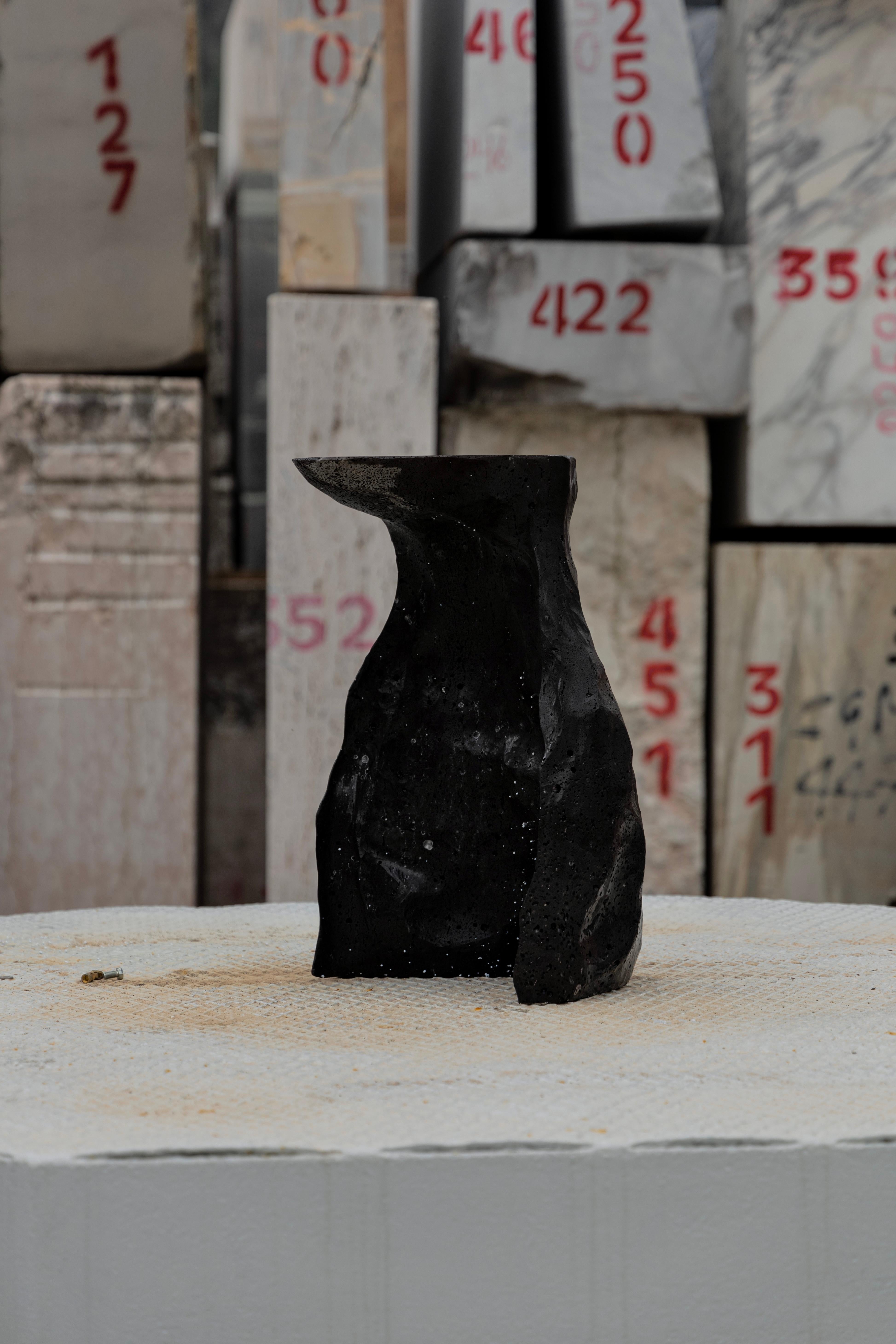 Mexican Irregular Sculptural Black Volcanic Stone Side Table by Andres Monnier For Sale