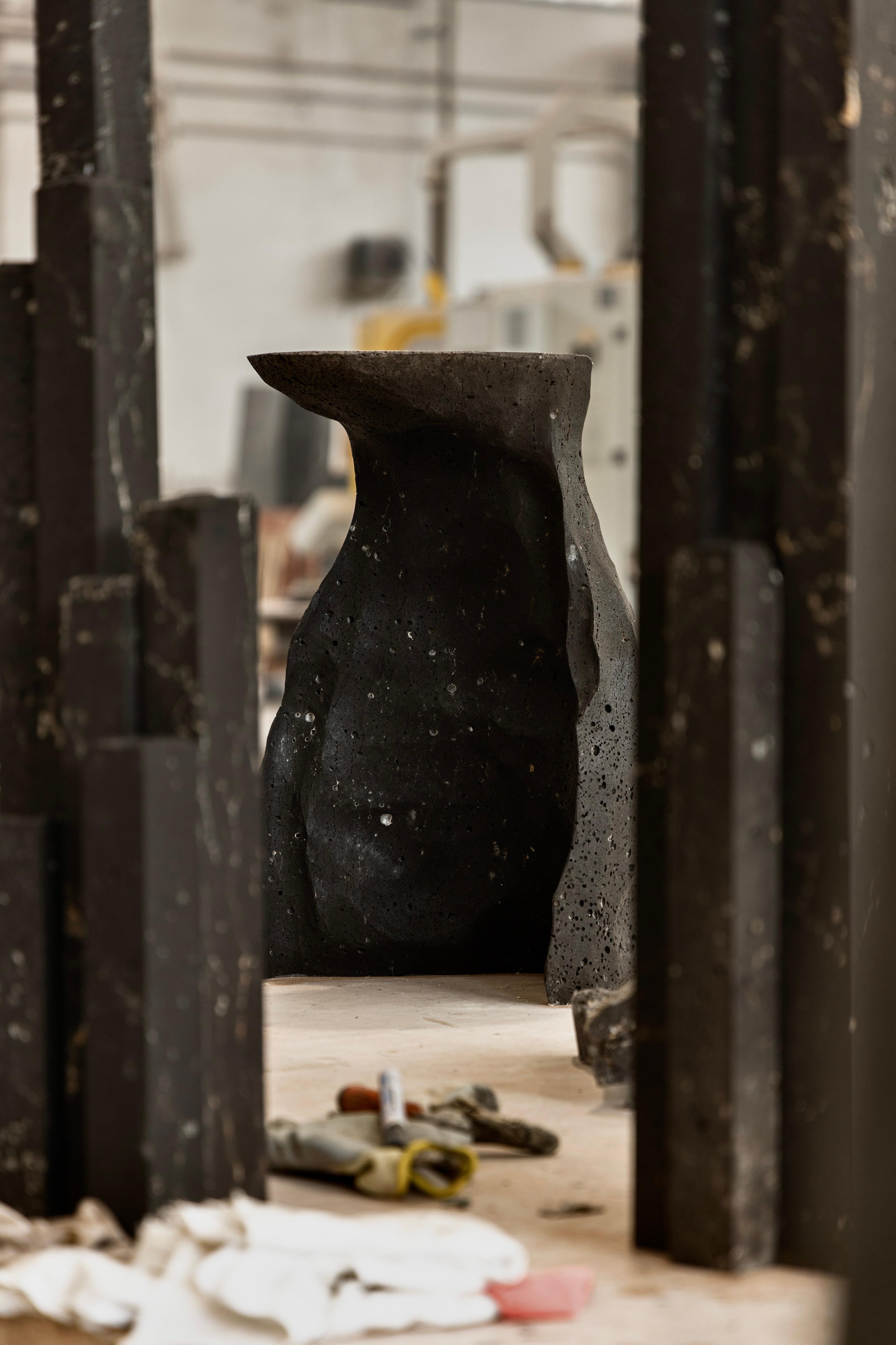 Other Irregular Sculptural Black Volcanic Stone Side Table by Andres Monnier For Sale