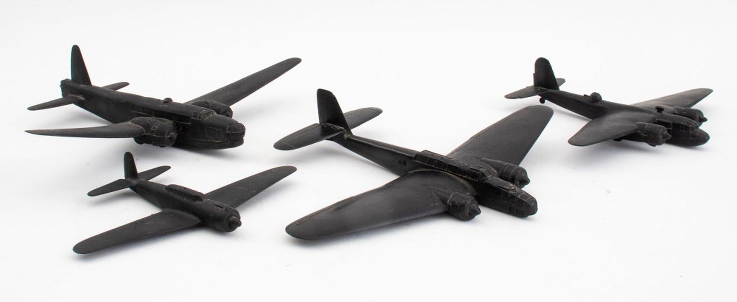 Group of Four Cruver World War II Plane Recognition Models, black acetate and comprising: German Heinkel 115K, British Vickers Wellington 3, British Blackburn Botha, and a Japanese 