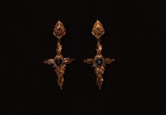 Crux Earrings: Hand-Sculpted Gothic Design in 24K Gold, Statement Jewellery