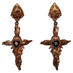 Crux Earrings: Hand-Sculpted Gothic Design in 24K Gold, Statement Jewellery