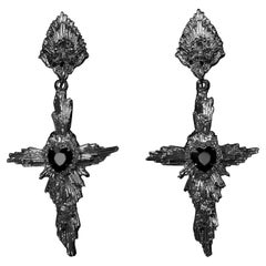 Crux Earrings: Hand-Sculpted Gothic Design in sterling silver, Statement piece