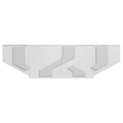 CRUZ MEDIA CREDENZA - Modern Design in White Lacquer with Snow Leather insets