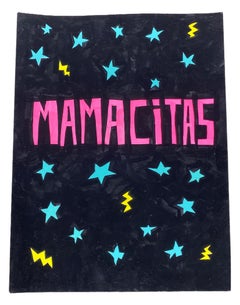 Mamacitas, Contemporary Text Painting, Gouache on Paper