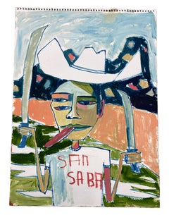 San Saba Boy, Contemporary Figurative Painting, Oil on Paper