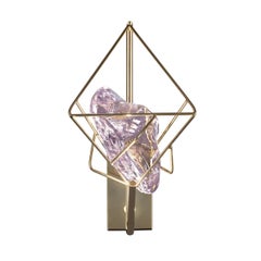 Lampe murale Cryrock rose en pierre de cristal et métal