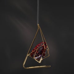Cryrock S1 Red Crystal Stone & Metal Pendant Lamp