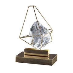 Cryrock Lámpara de Sobremesa de Metal y Piedra de Cristal Transparente